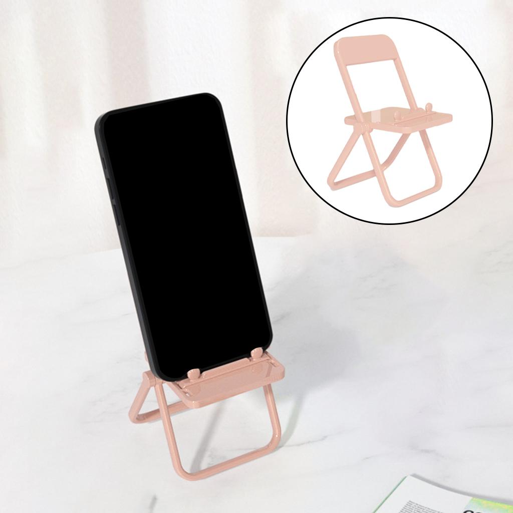 Mini Chair Phone Holder Portable Ornament Angle Adjustable for Desktop Pink