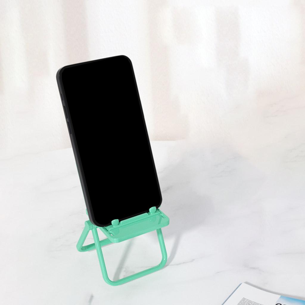 Mini Chair Phone Holder Portable Ornament Angle Adjustable for Desktop Green