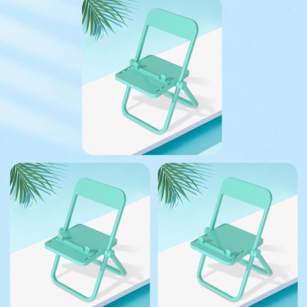 Mini Chair Phone Holder Portable Ornament Angle Adjustable for Desktop Green