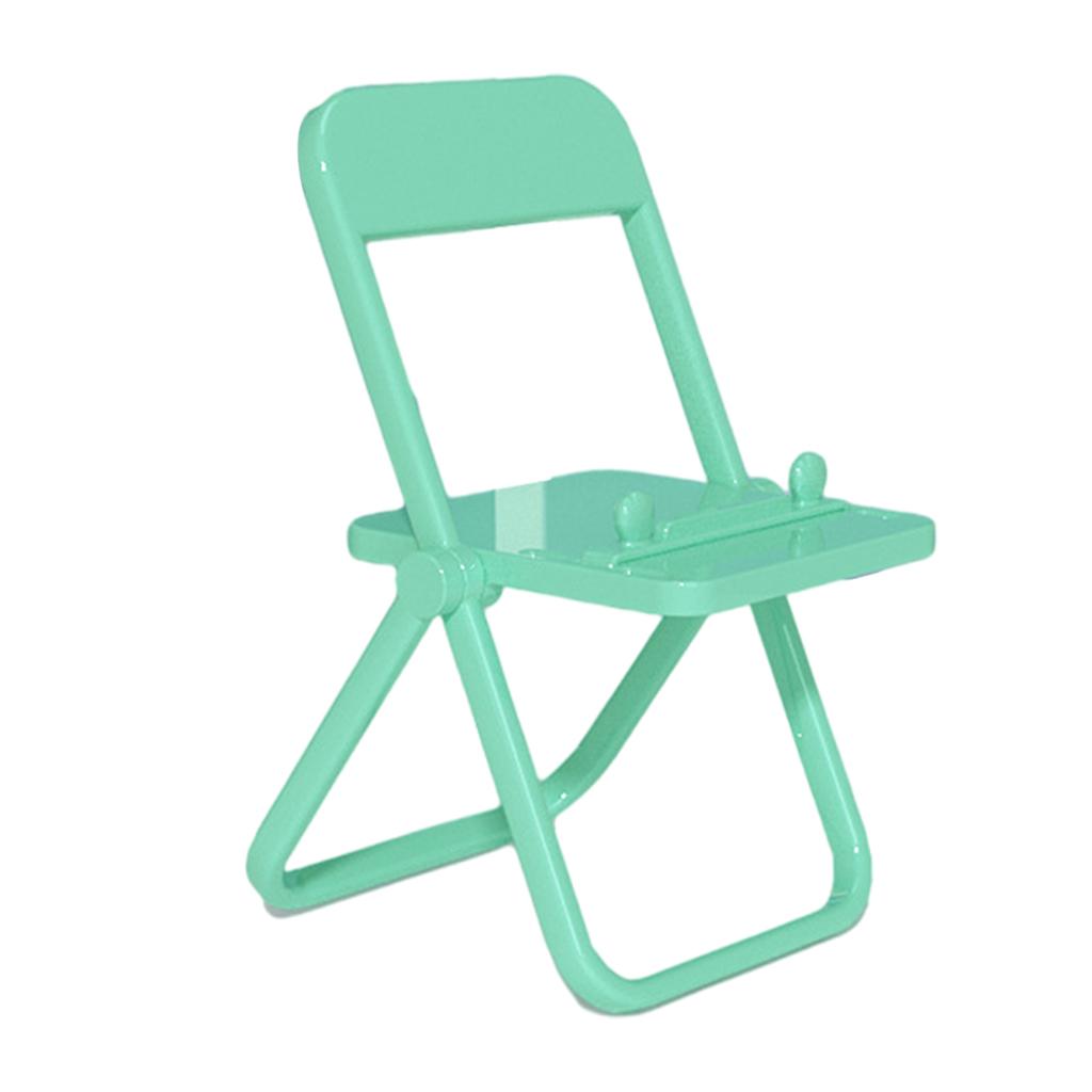 Mini Chair Phone Holder Portable Ornament Angle Adjustable for Desktop Green