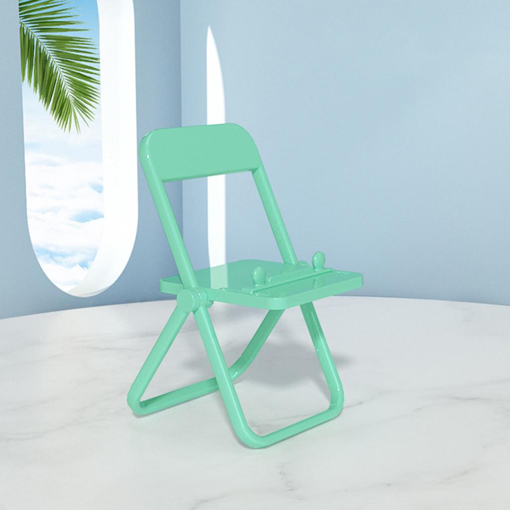 Mini Chair Phone Holder Portable Ornament Angle Adjustable for Desktop Green