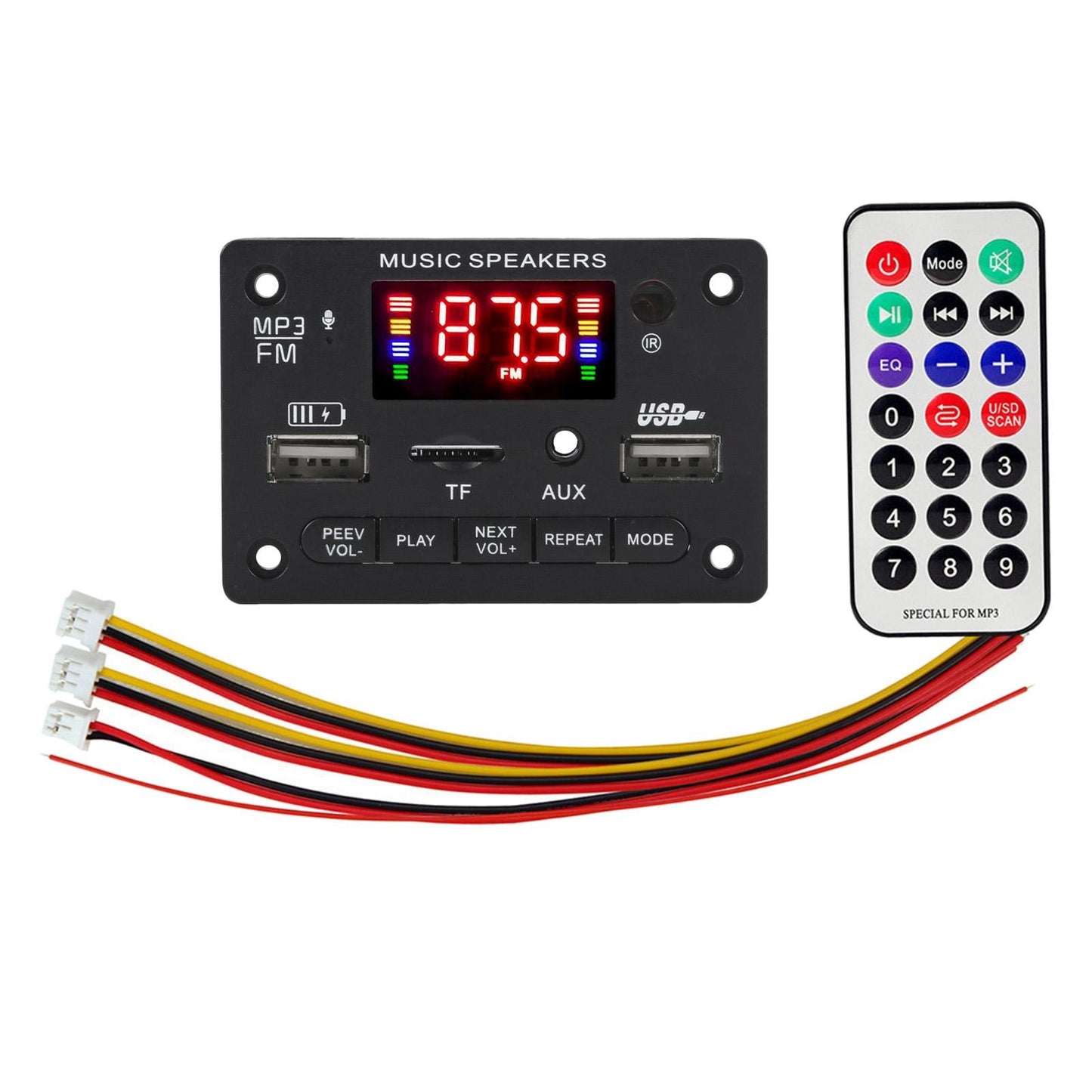 MP3 Player Decoding Board Module Auto Hands-Free MP3 Player Accessories Black