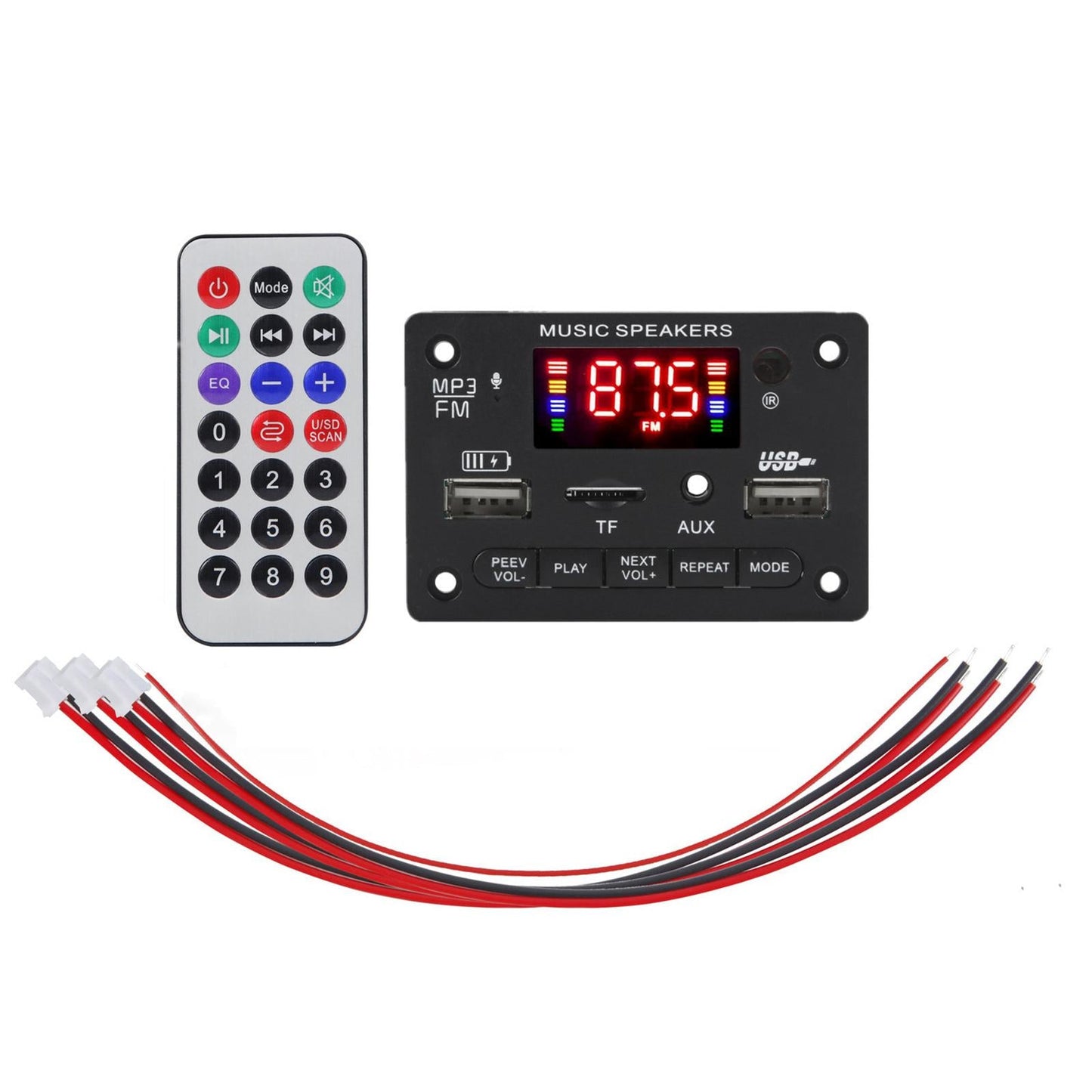 Car Bluetooth MP3 Player Decoder Board Remote Control 12V AUX for Speaker