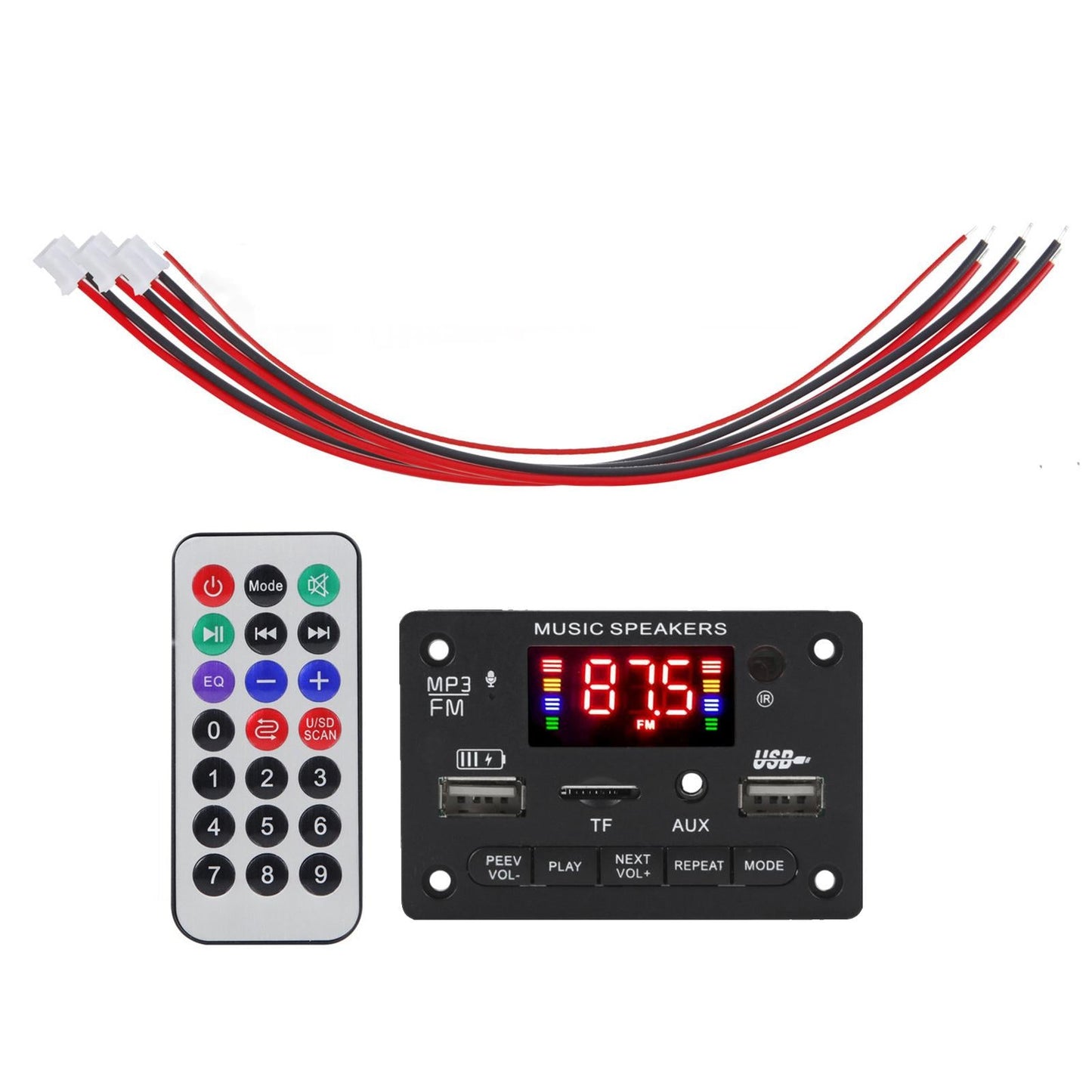 Car Bluetooth MP3 Player Decoder Board Remote Control 12V AUX for Speaker