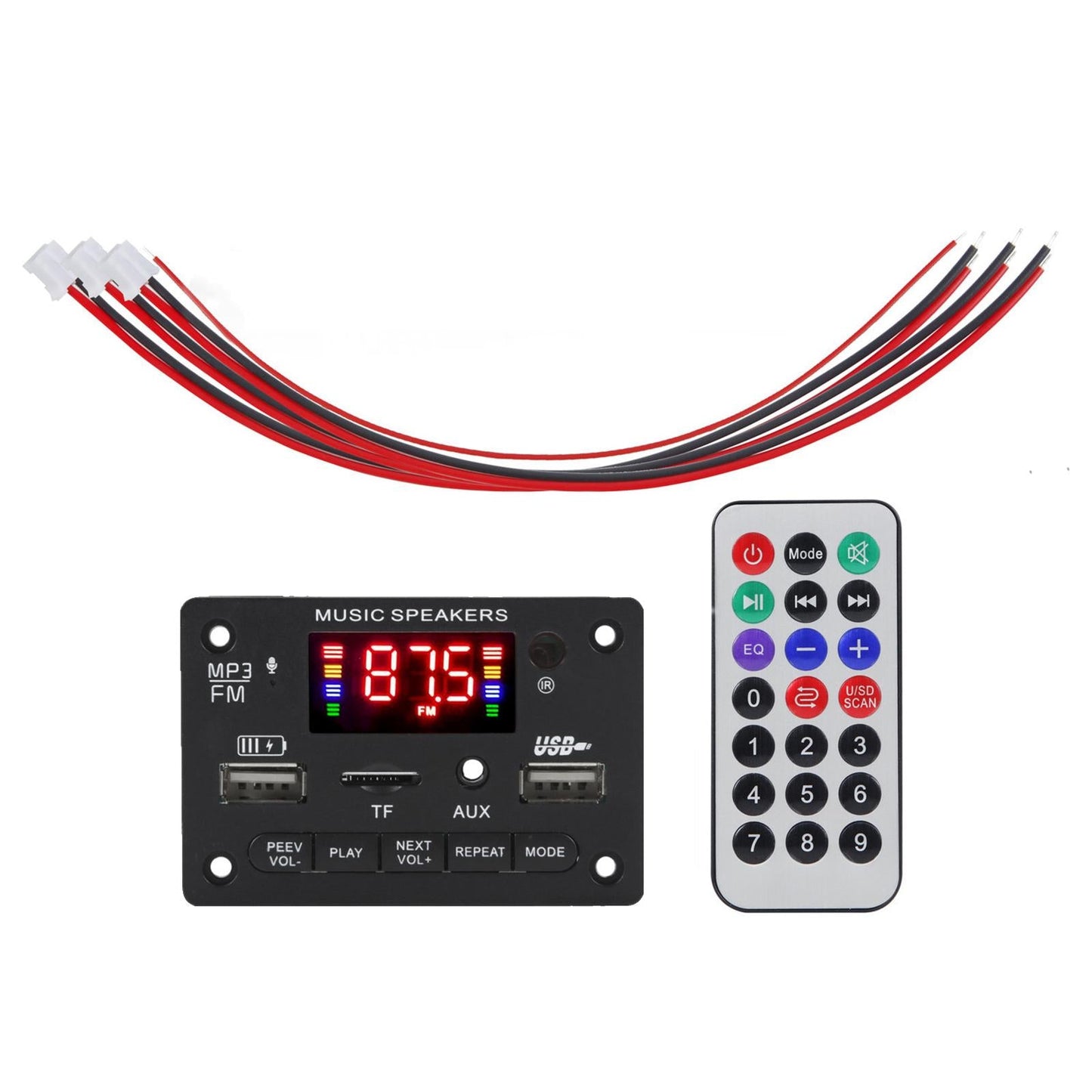 Car Bluetooth MP3 Player Decoder Board Remote Control 12V AUX for Speaker