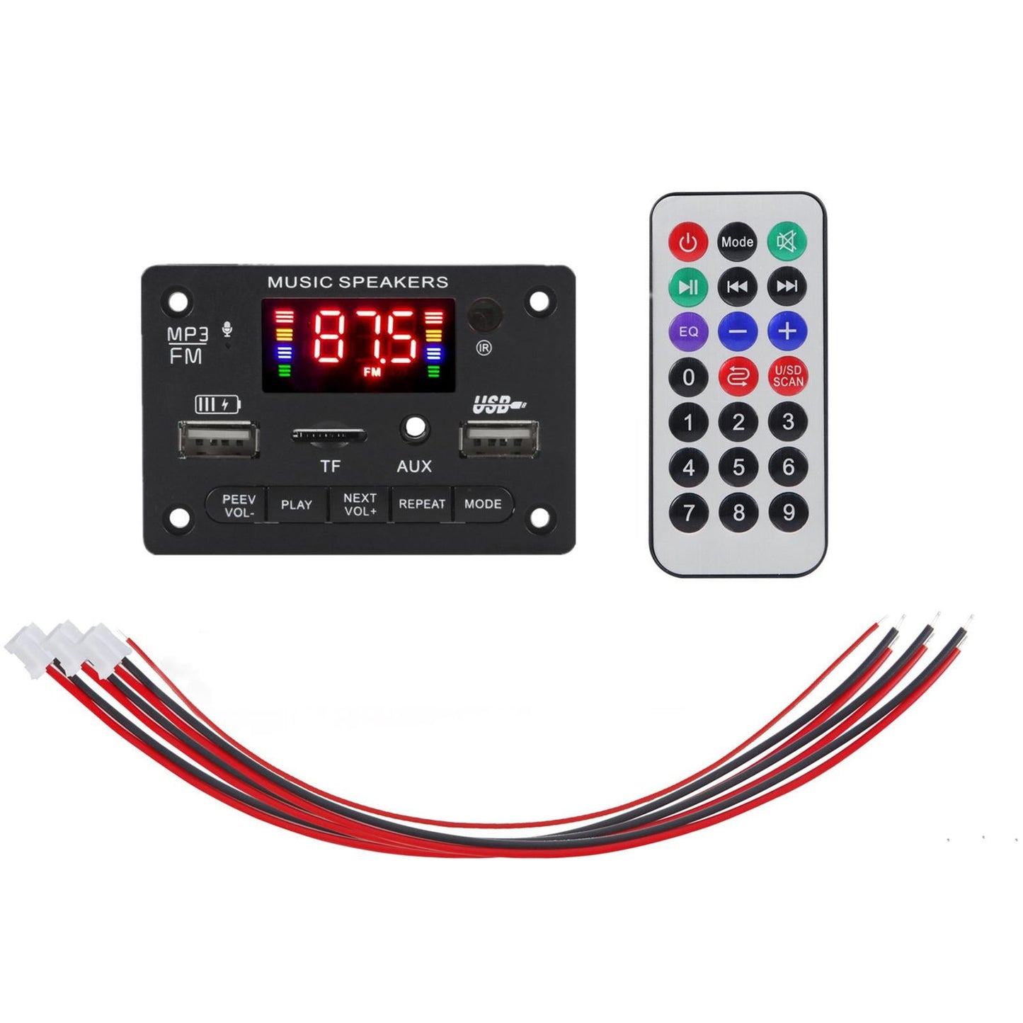 Car Bluetooth MP3 Player Decoder Board Remote Control 12V AUX for Speaker