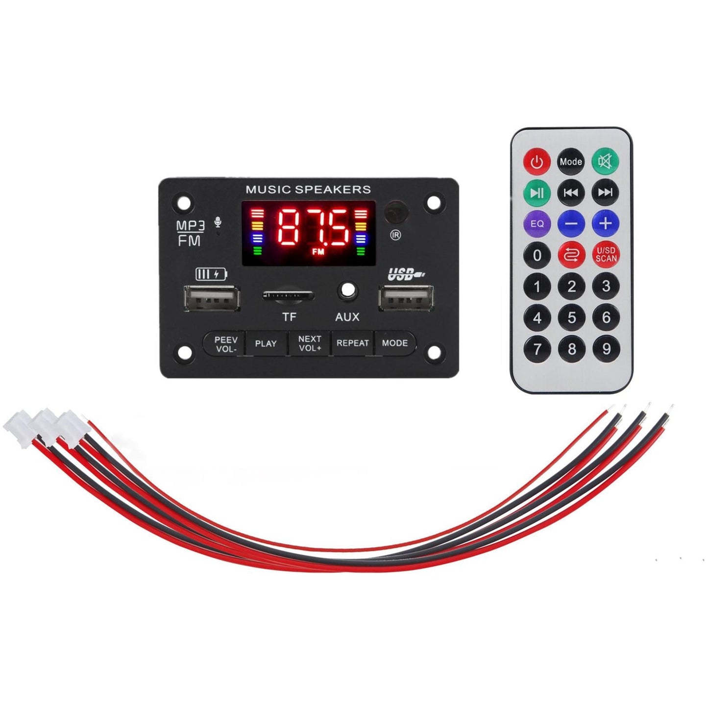 Car Bluetooth MP3 Player Decoder Board Remote Control 12V AUX for Speaker