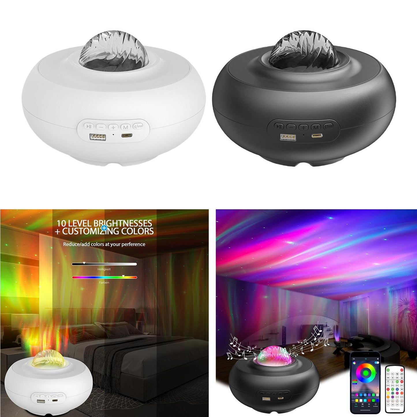 LED Starry Sky Projector 3D Bedroom Adjustable Ocean Star Home Theaters White
