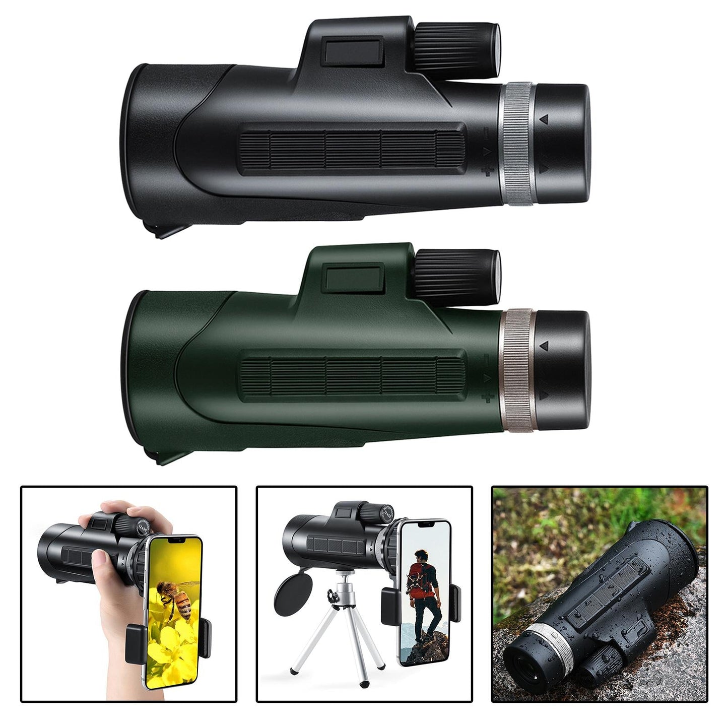 12x50 Monocular Telescope High Power Anti-Fog BAK4 Travelling Hunting Green