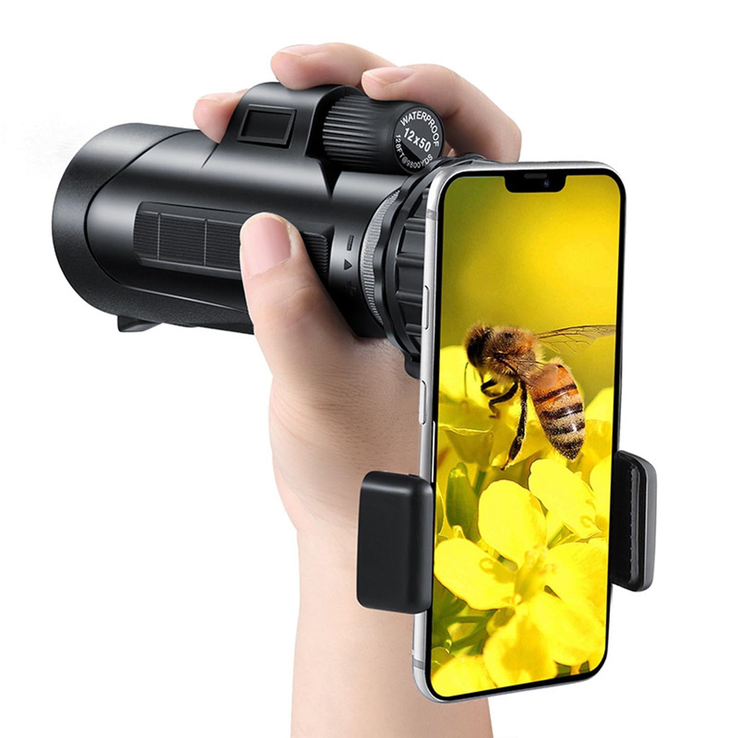 12x50 Monocular Telescope High Power Anti-Fog BAK4 Travelling Hunting Black