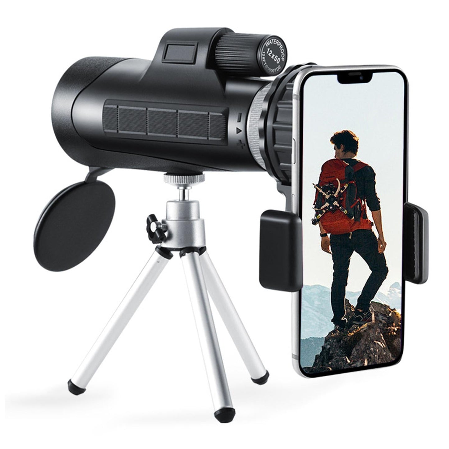 12x50 Monocular Telescope High Power Anti-Fog BAK4 Travelling Hunting Black