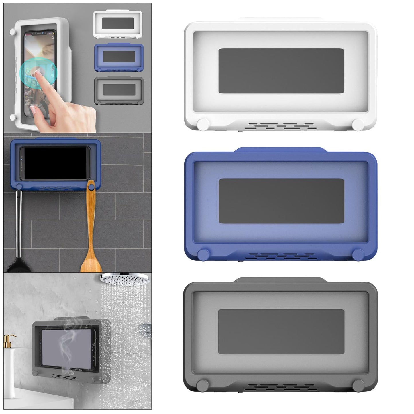 Waterproof Wall Mount Phone Cradle Bathroom Case Shelf Professional White