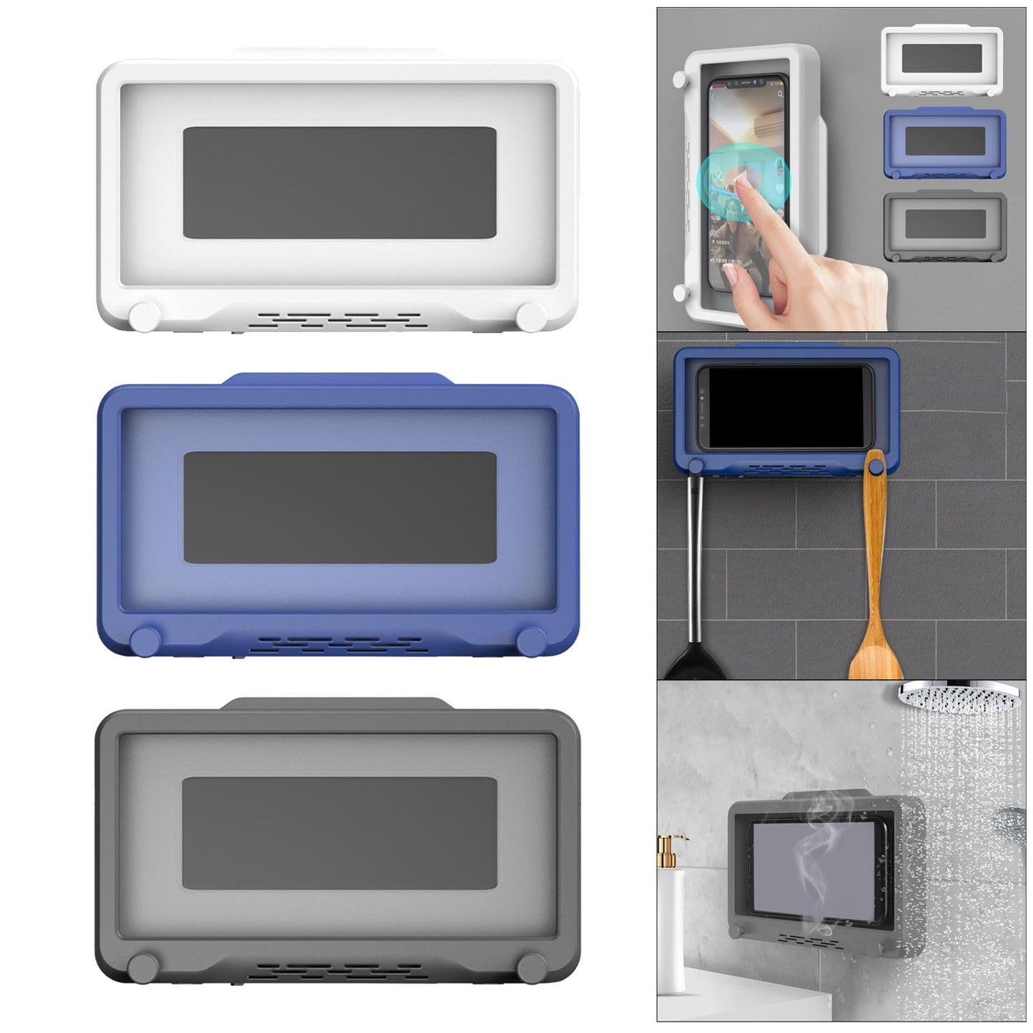 Waterproof Wall Mount Phone Cradle Bathroom Case Shelf Professional White