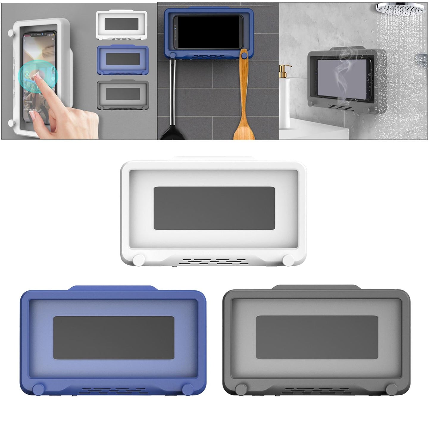 Waterproof Wall Mount Phone Cradle Bathroom Case Shelf Professional White