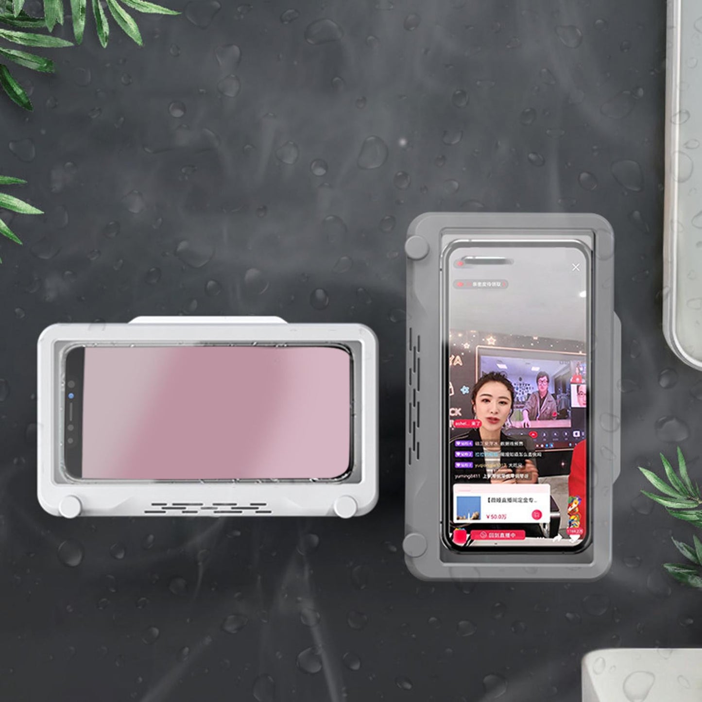 Waterproof Wall Mount Phone Cradle Bathroom Case Shelf Professional Grey