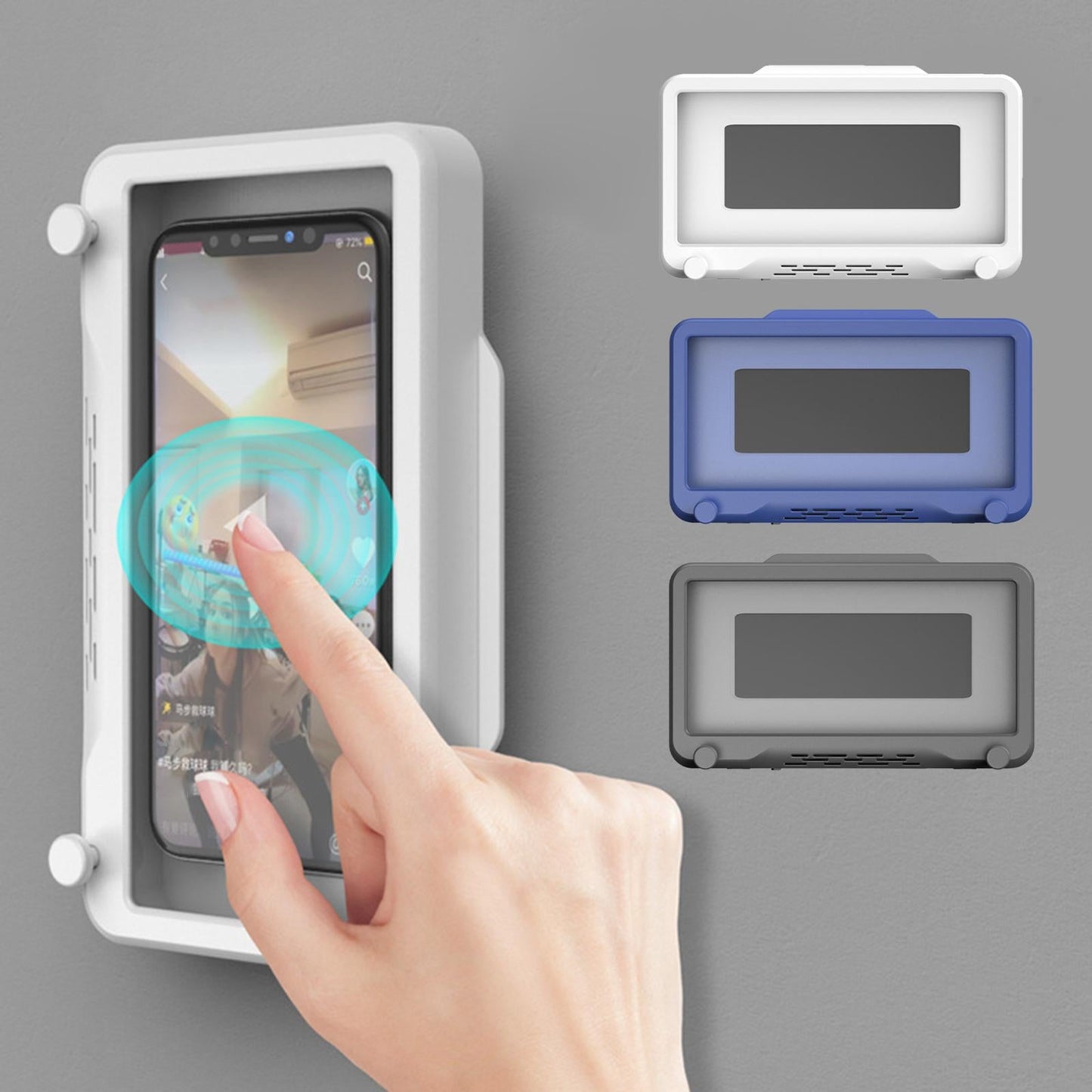 Waterproof Wall Mount Phone Cradle Bathroom Case Shelf Professional Grey