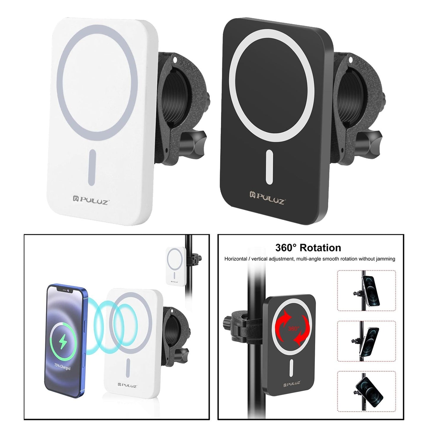 Wireless Car Charger Wireless Charging Air Vent Mount for Phone White