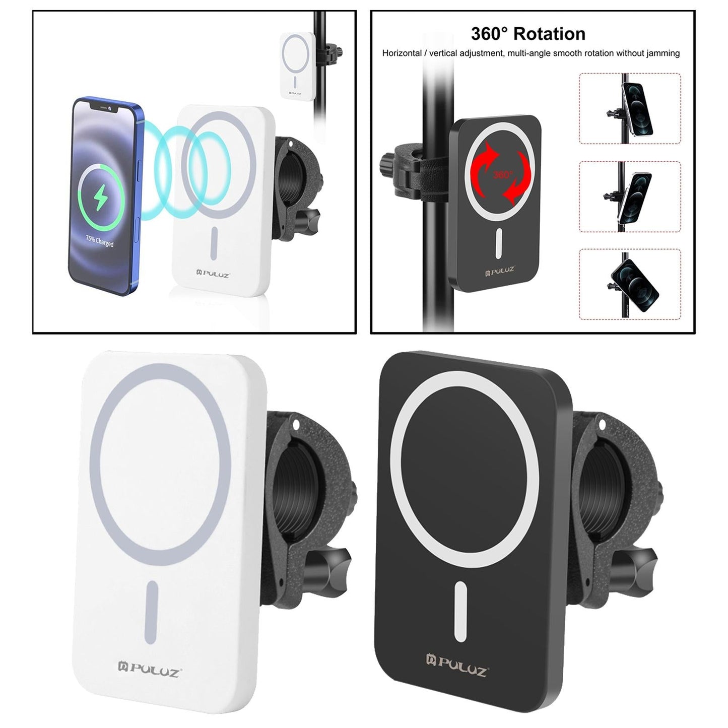 Wireless Car Charger Wireless Charging Air Vent Mount for Phone White