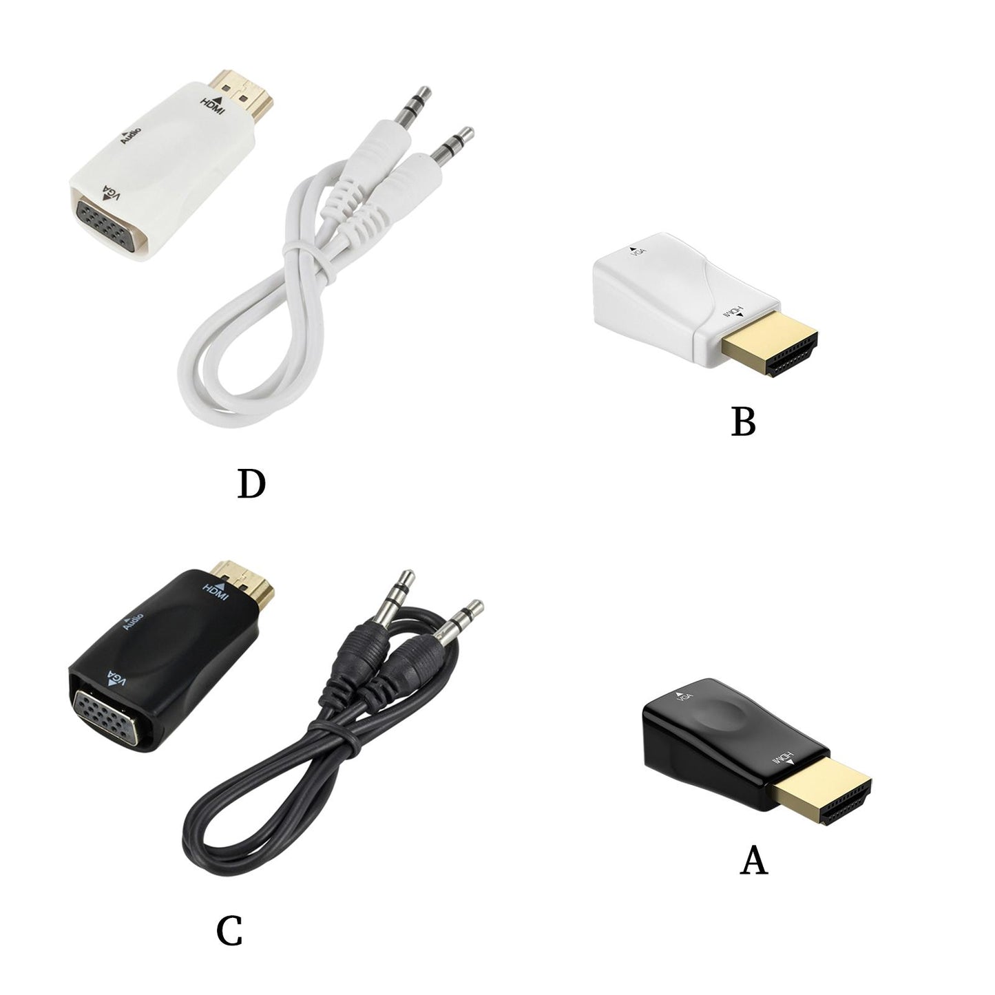 HDMI to VGA Male to Female Converter Video for Computer Black No Aux Cable