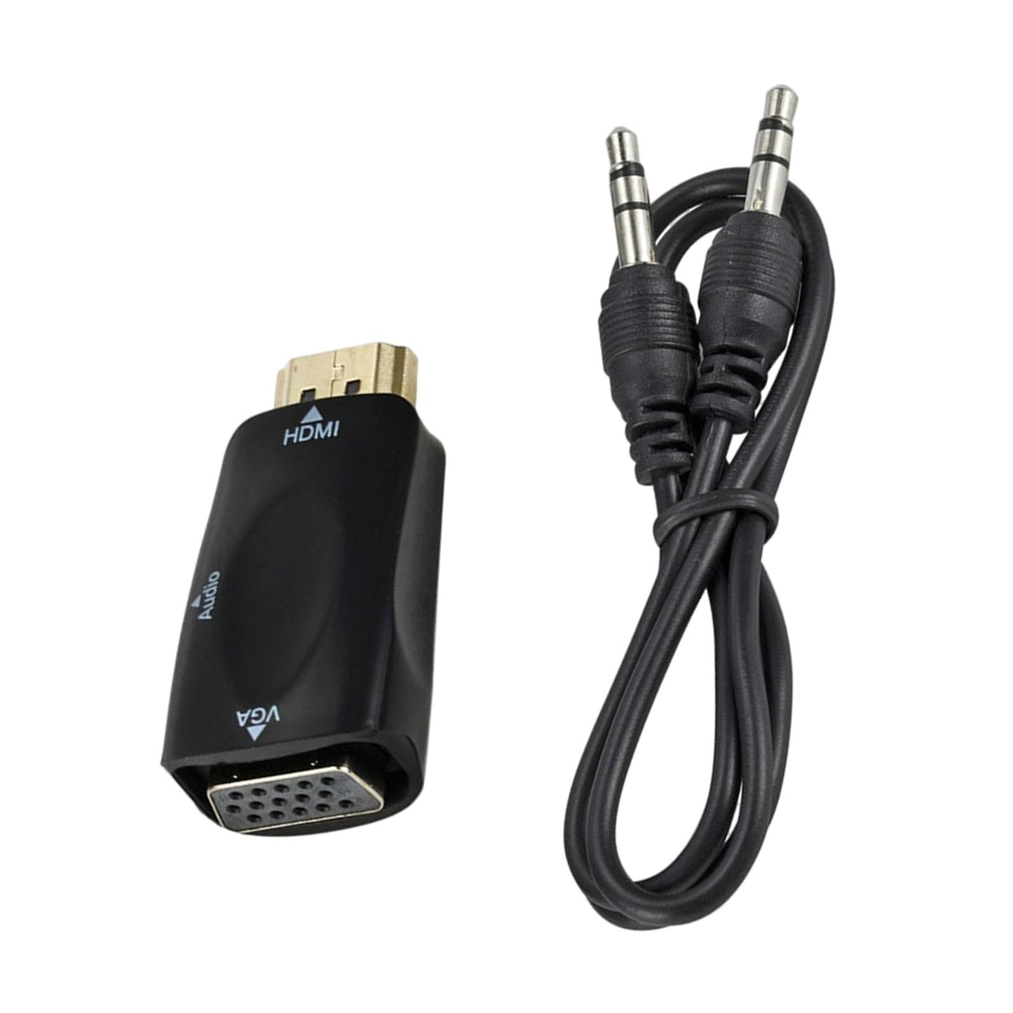 HDMI to VGA Male to Female Converter Video for Computer Black with Aux Cable