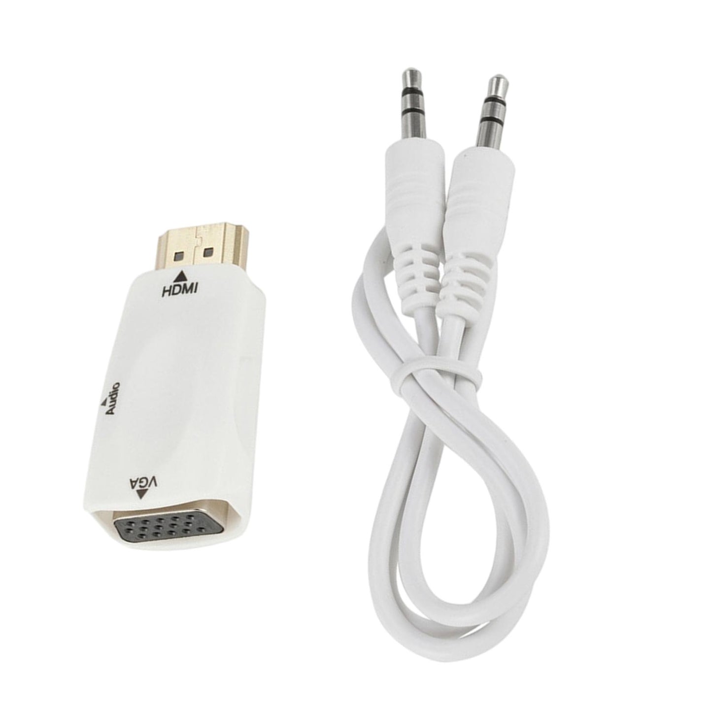 HDMI to VGA Male to Female Converter Video for Computer White with Aux Cable