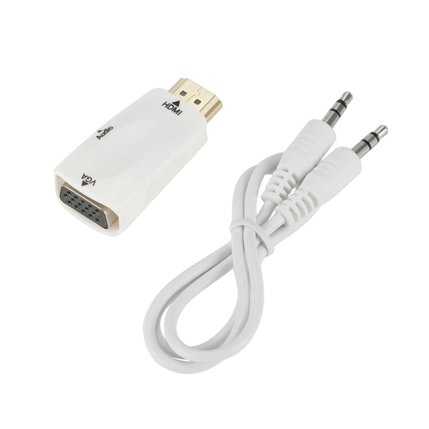 HDMI to VGA Male to Female Converter Video for Computer White with Aux Cable