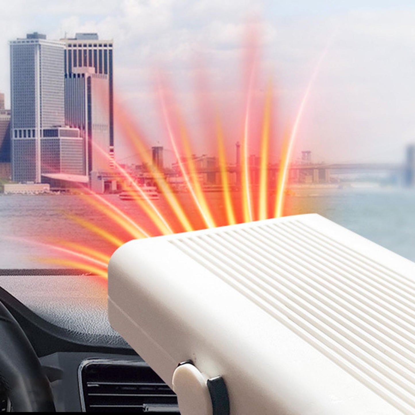 Car Heater Defroster Cooling Fan Auto Heater Fast Heating for Vehucle Winter 24V White