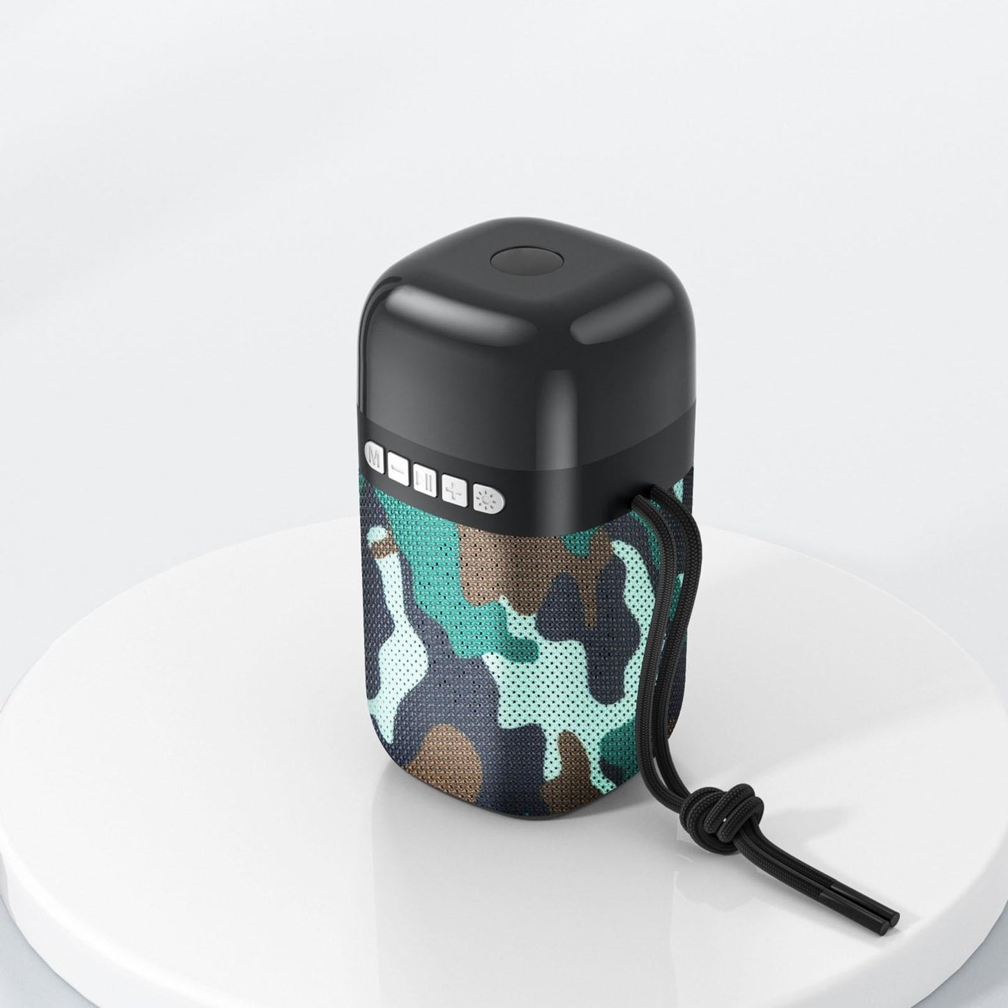 Outdoor Portable Speaker Bluetooth FM Cool Lights TF Card Camouflage Green