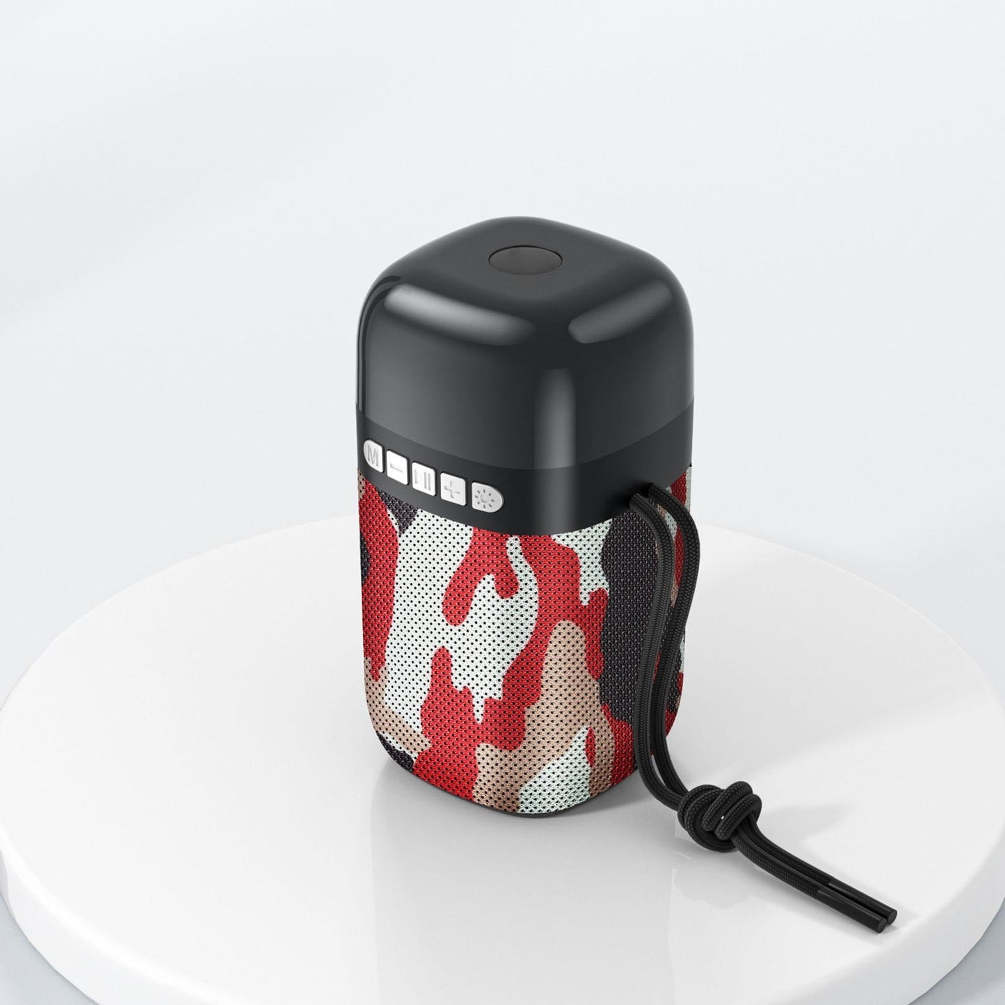 Outdoor Portable Speaker Bluetooth FM Cool Lights TF Card Camouflage Red