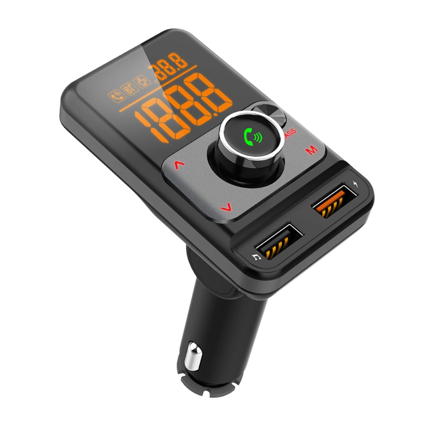 Bluetooth FM Transmitter Dual LED Display for Car Stereo Streaming Projector