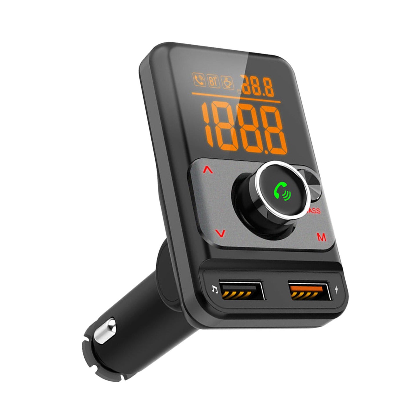 Bluetooth FM Transmitter Dual LED Display for Car Stereo Streaming Projector
