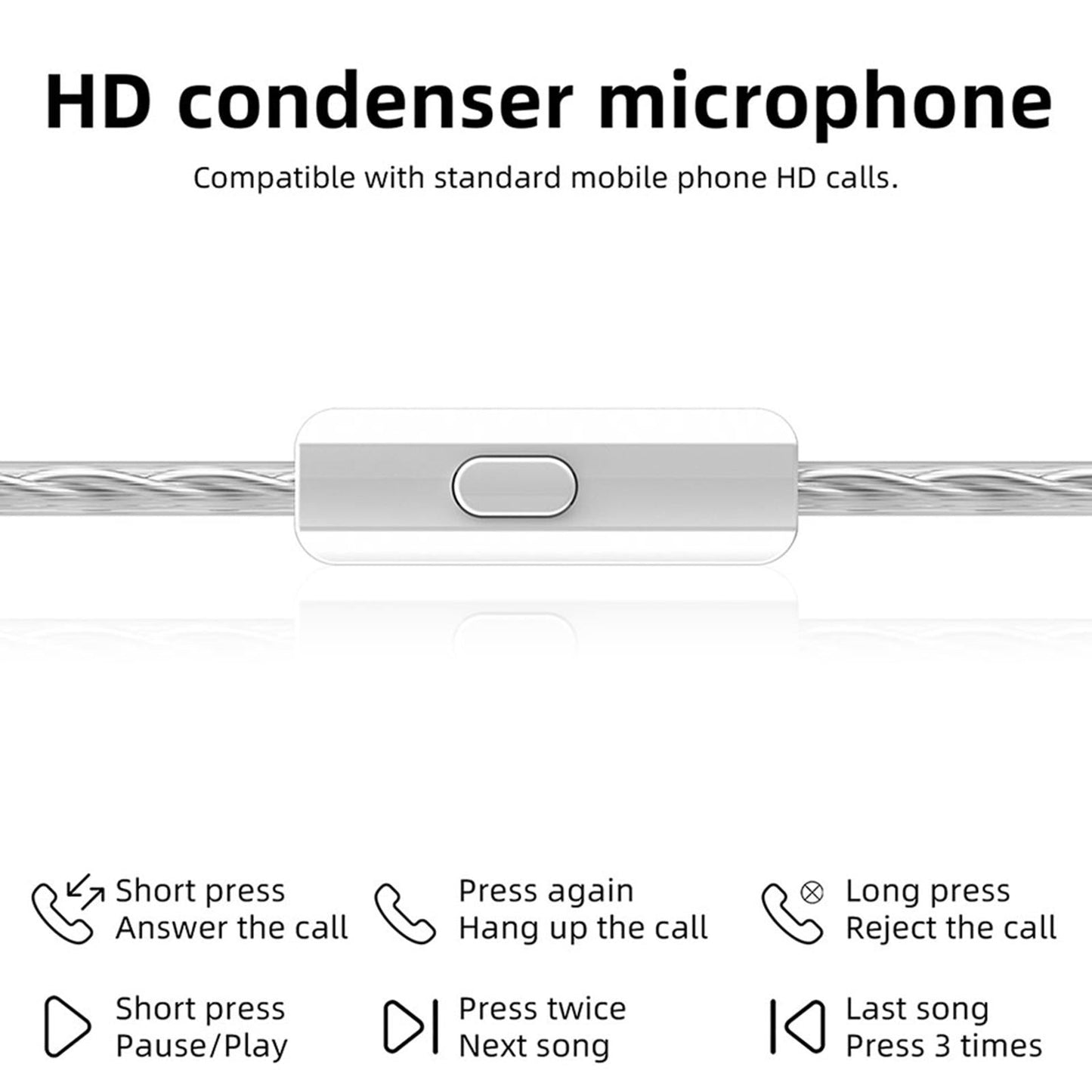 in Ear Headset Noise Cancellation Subwoofer Stereo Sports Black