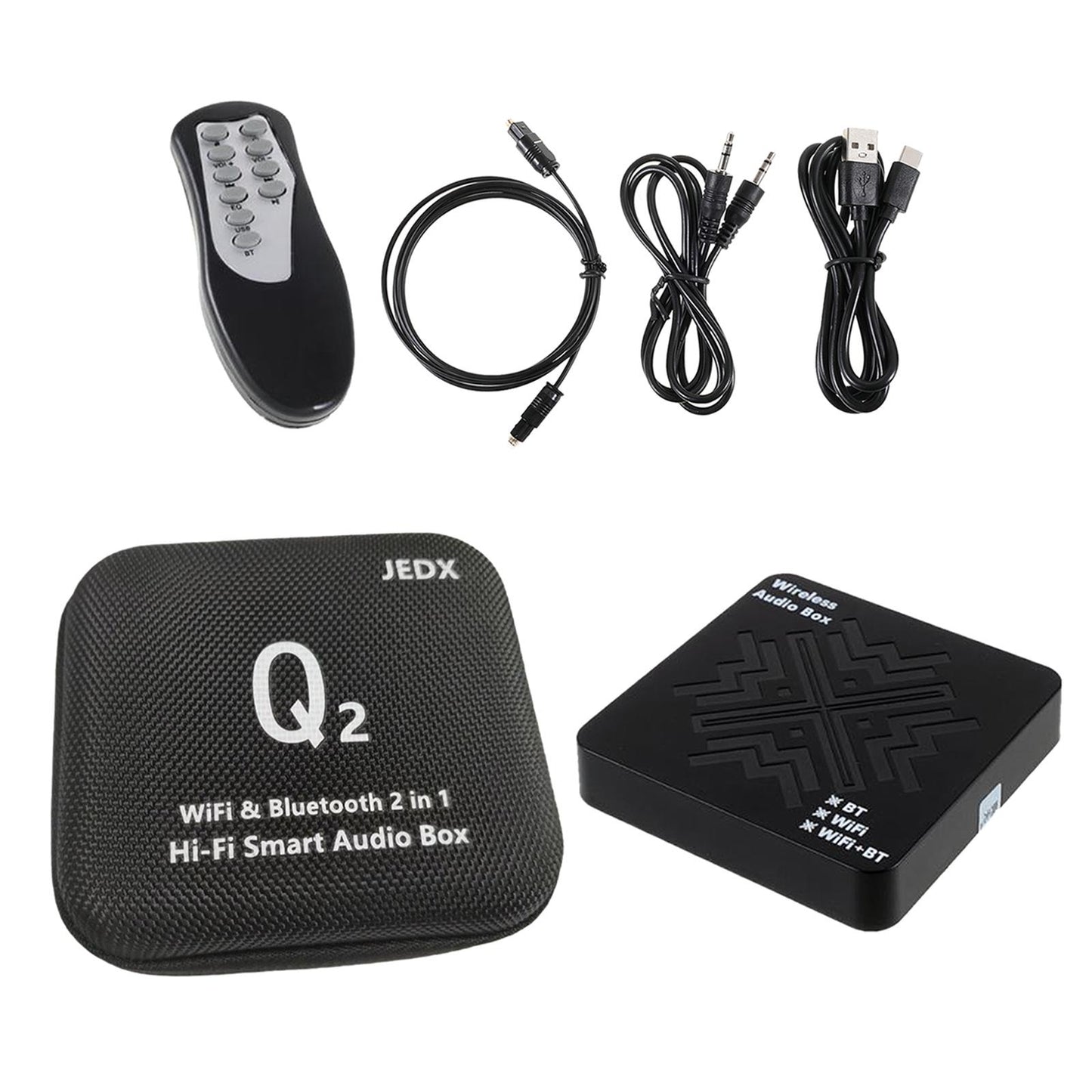 2in1 Q2 Audio Adapter Bluetooth 5.0 WiFi Receiver for Music Home Stereo TV