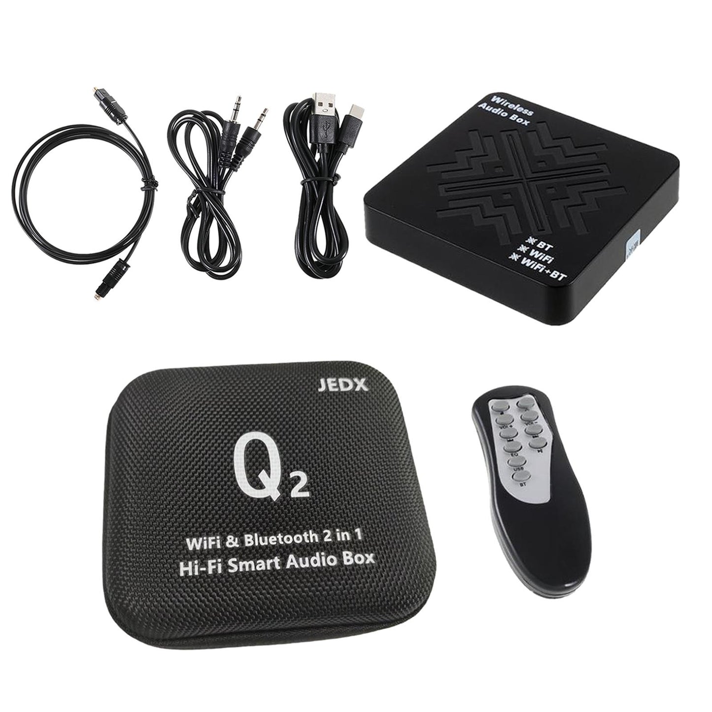 2in1 Q2 Audio Adapter Bluetooth 5.0 WiFi Receiver for Music Home Stereo TV