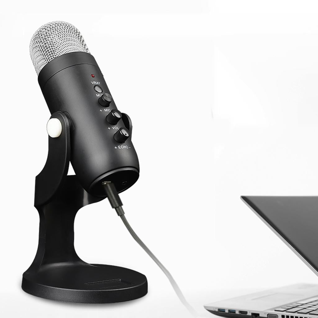 USB Condenser Mic Plug & Play Headphone Output Noise Reduction for Streaming