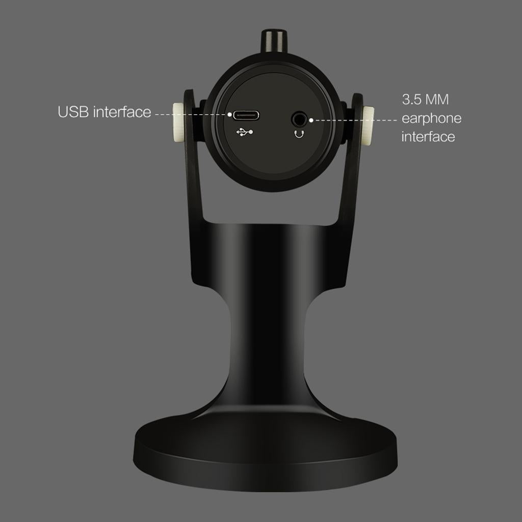 USB Condenser Mic Plug & Play Headphone Output Noise Reduction for Streaming