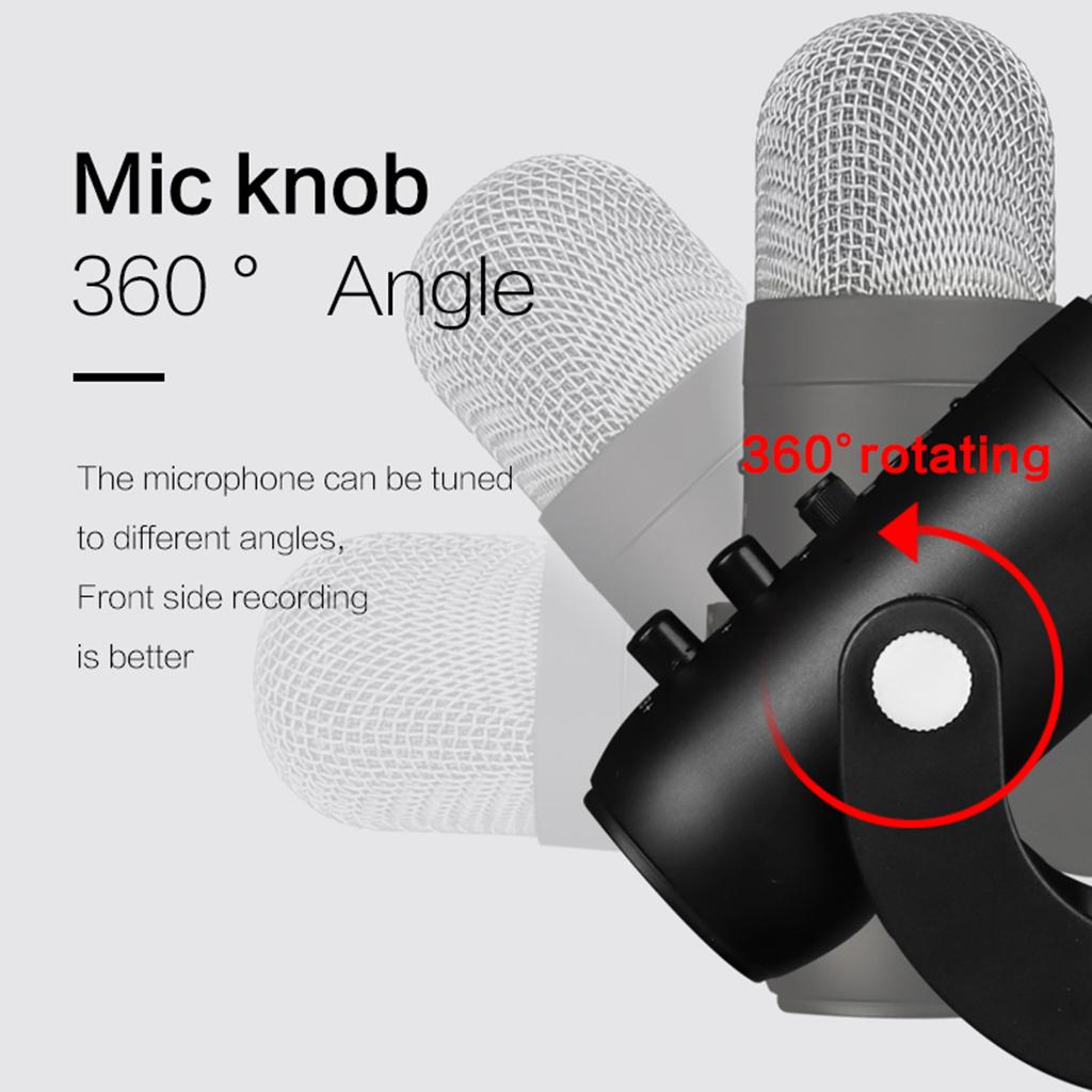 USB Condenser Mic Plug & Play Headphone Output Noise Reduction for Streaming