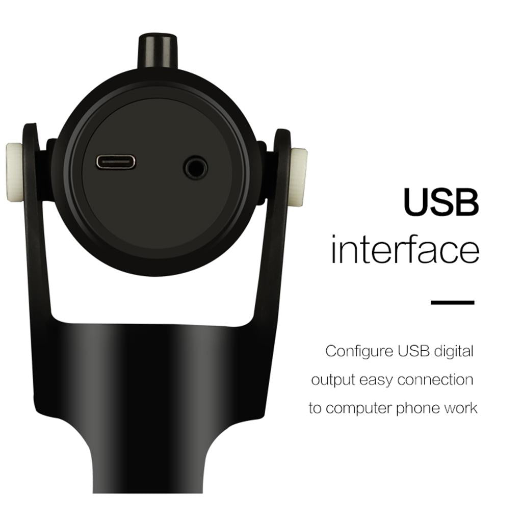 USB Condenser Mic Plug & Play Headphone Output Noise Reduction for Streaming