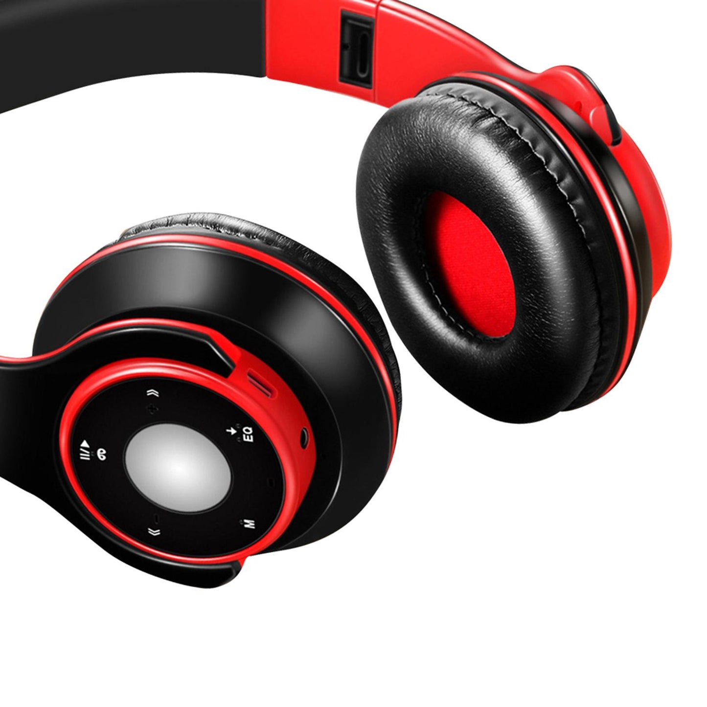 Bluetooth Headset Foldable Adjustable Over Ear Cosy Earpads for Teens red