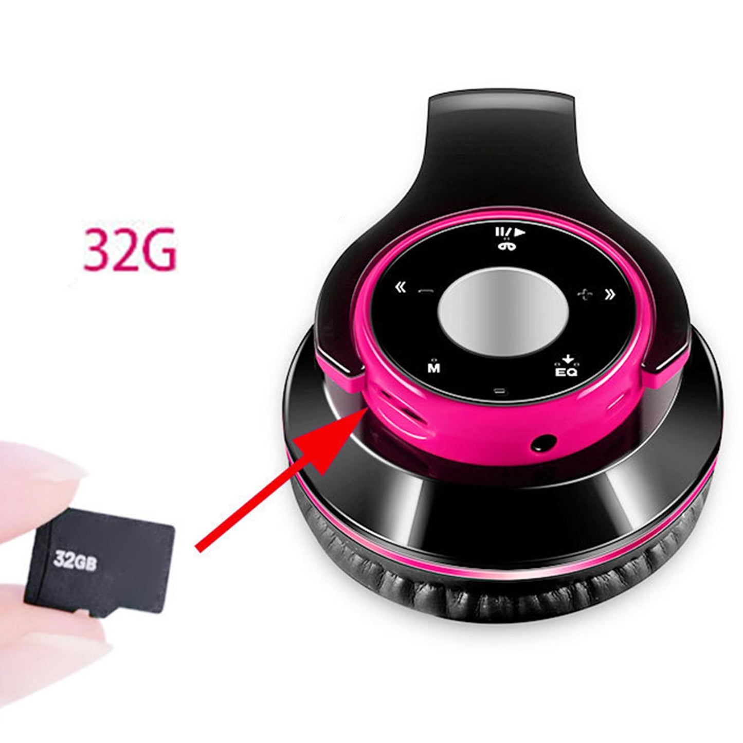 Bluetooth Headset Foldable Adjustable Over Ear Cosy Earpads for Teens pink