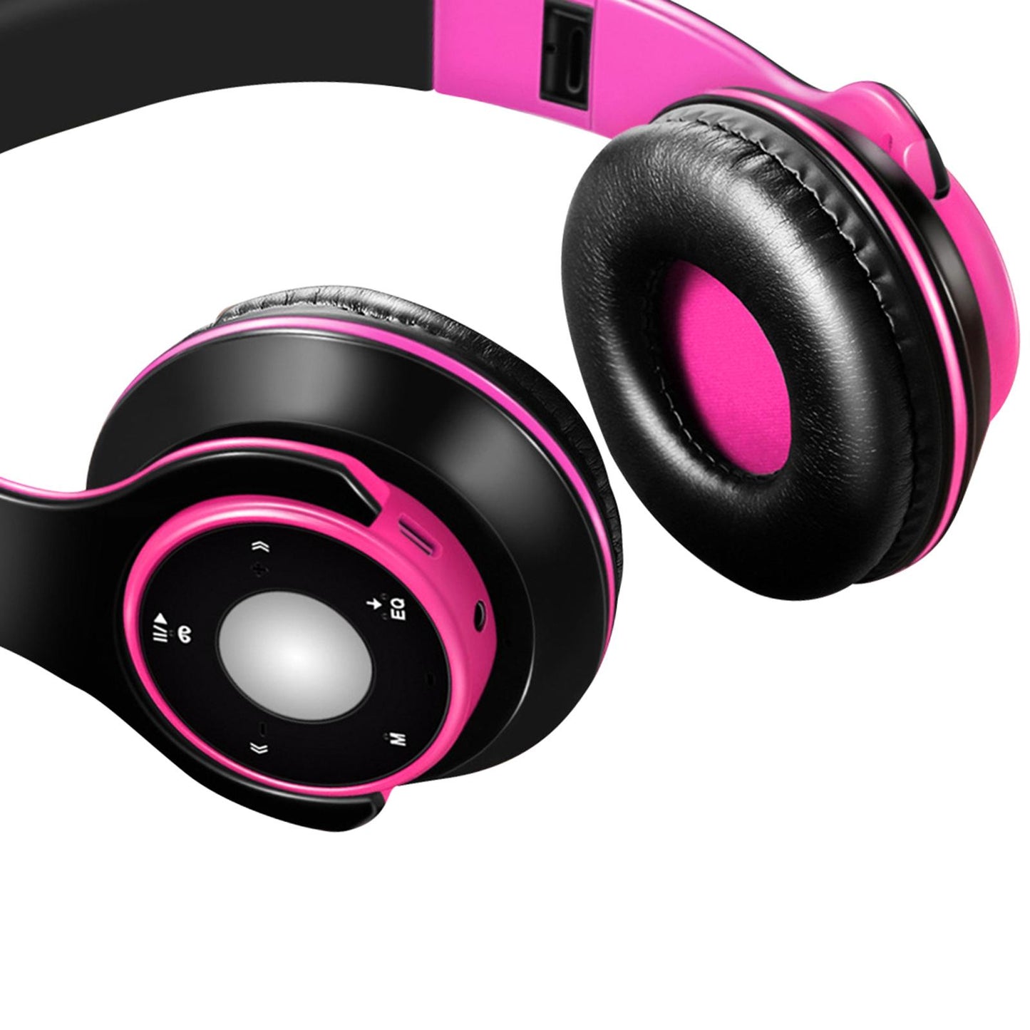 Bluetooth Headset Foldable Adjustable Over Ear Cosy Earpads for Teens pink