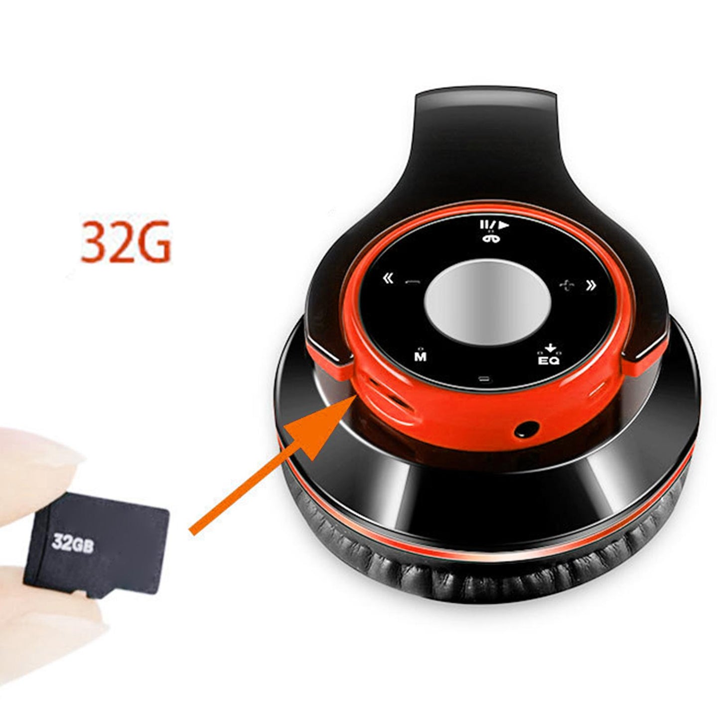 Bluetooth Headset Foldable Adjustable Over Ear Cosy Earpads for Teens orange