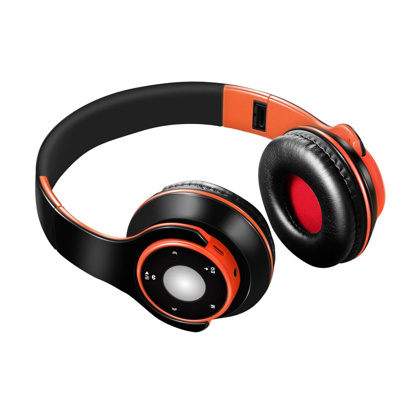 Bluetooth Headset Foldable Adjustable Over Ear Cosy Earpads for Teens orange