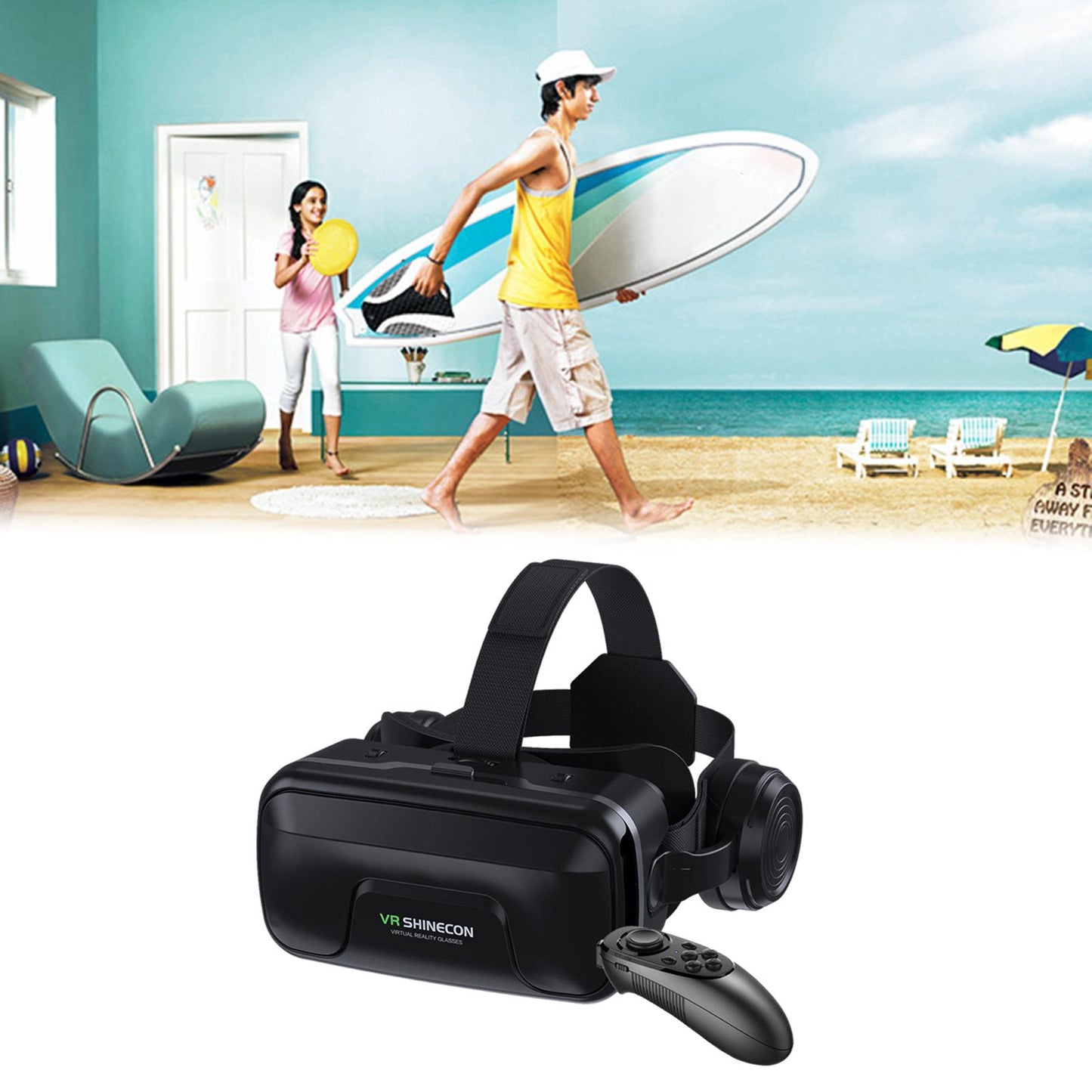 G04EA VR Headset 3D VR Glasses 5.5-7.2" Phones Android iOS 052 Controller