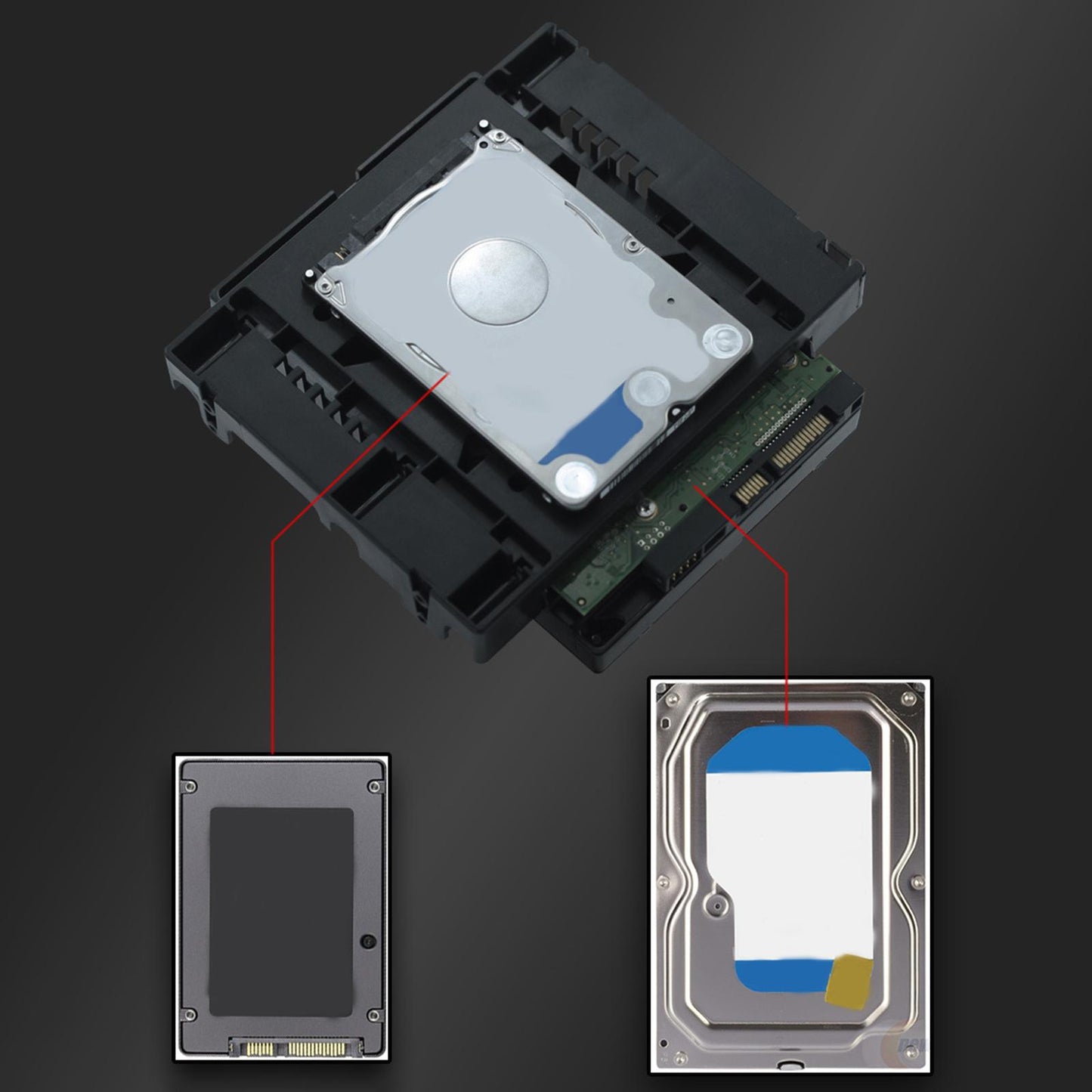 5.25 Optical Drive Position 2.5" 3.5" SSD HDD Hard Drive Holder Bay Holder