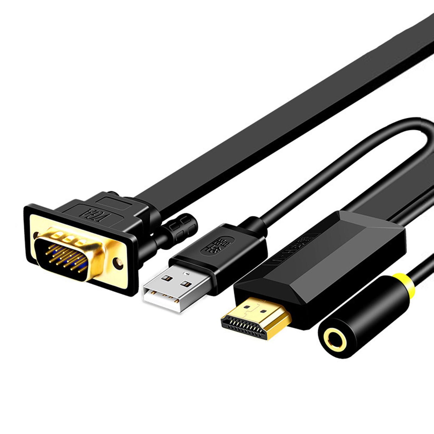 HDMI to VGA Cable 1080P with Audio Adapter for Monitor Projector Desktop 2m