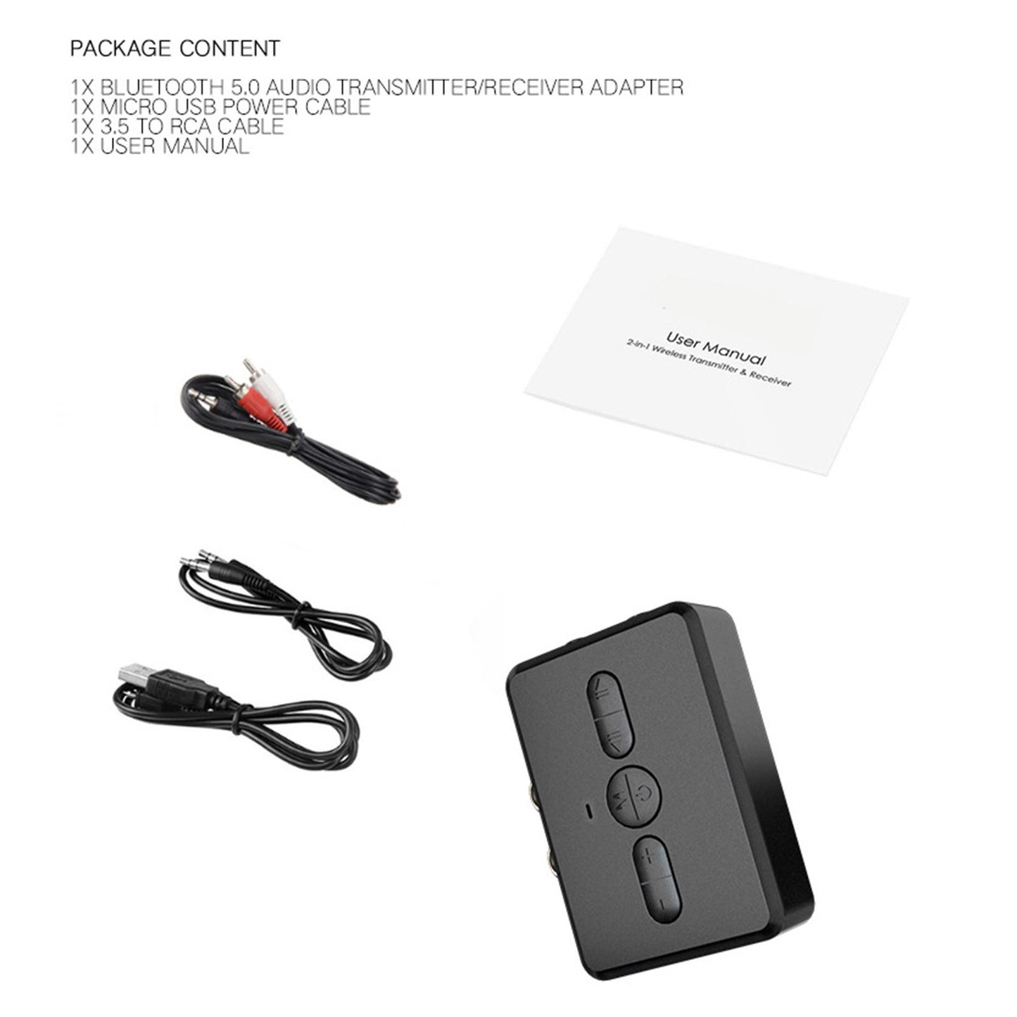 2 in 1 Bluetooth 5.0 Receiver APTX LL 3.5mm AUX Jack RCA Wireless Adapter