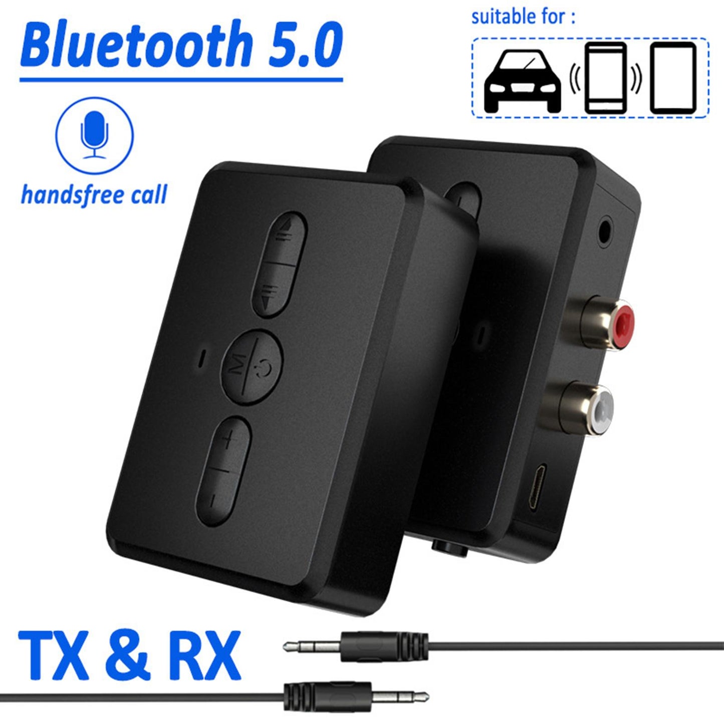 2 in 1 Bluetooth 5.0 Receiver APTX LL 3.5mm AUX Jack RCA Wireless Adapter
