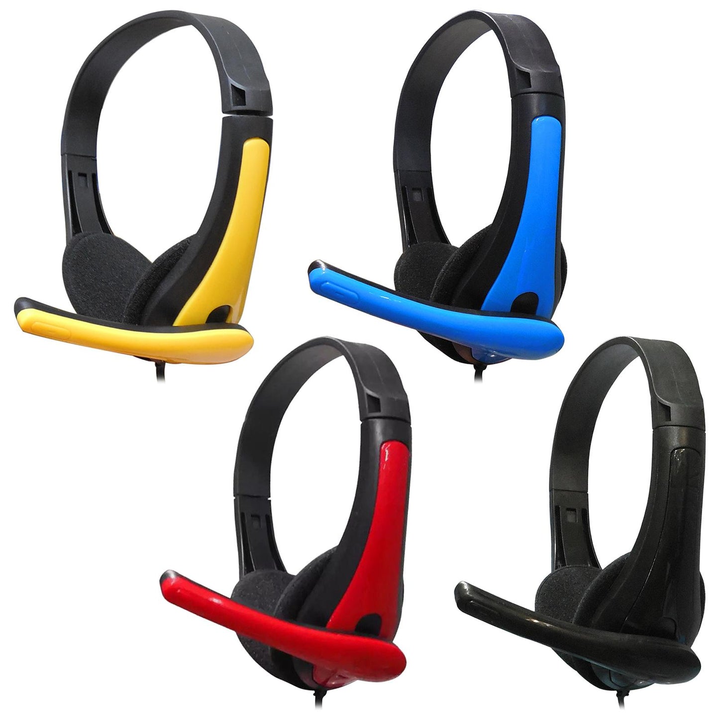 Wired Headphones 3.5mm Audio Cable Corded Lightweight Stereo for Laptop Kids Yellow