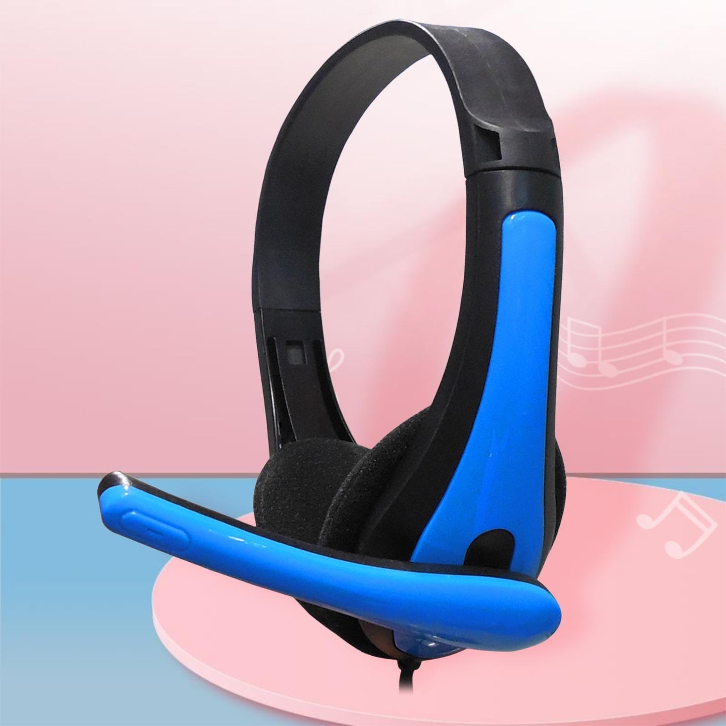 Wired Headphones 3.5mm Audio Cable Corded Lightweight Stereo for Laptop Kids Blue